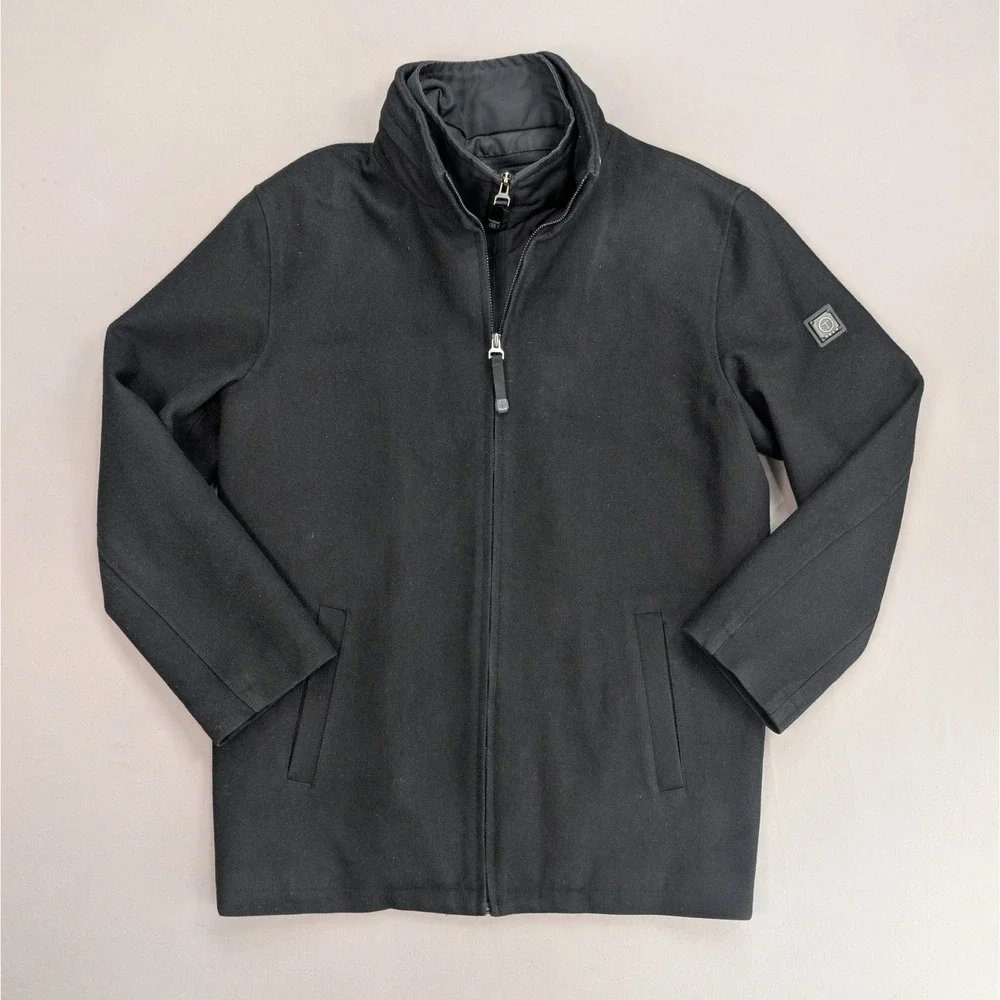 Tumi Tech Black Wool Blend Jacket Zip Insert Size S